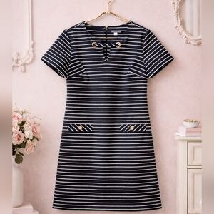 NWOT Tommy Hilfiger Size 6 Navy and White Striped Midi Dress